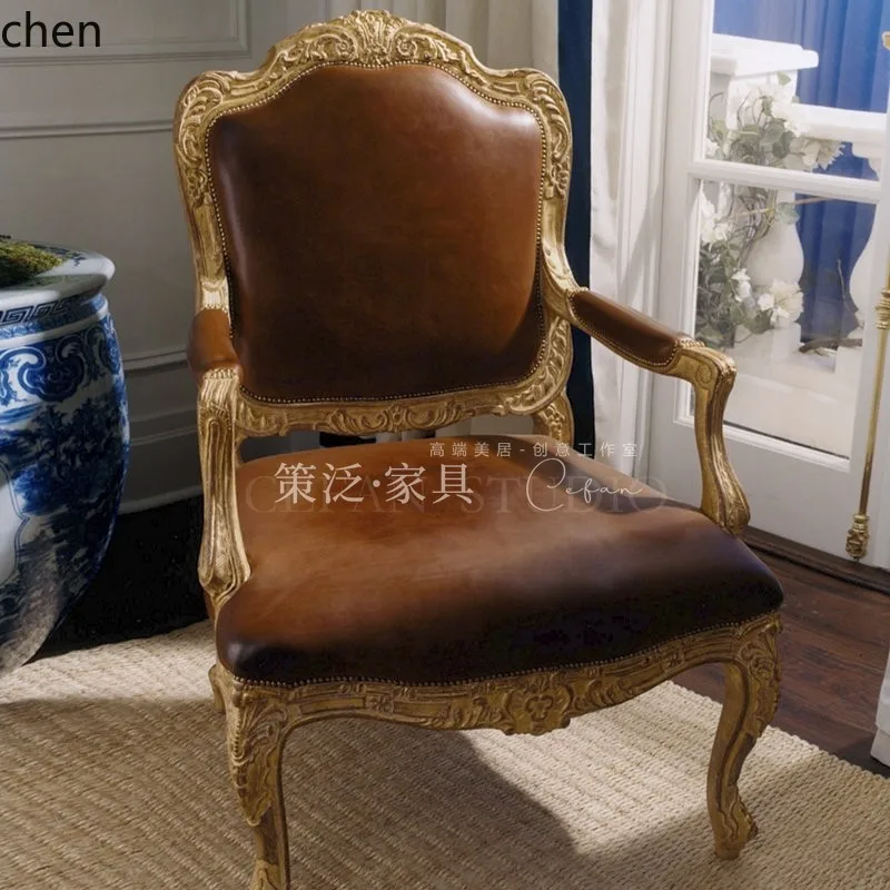 Chairs - เก้าอี้สำนักงาน TQH7.2 สไตล์วินเทจ แบบมีพนักแขน สไตล์ฝรั่งเศส สีทอง
