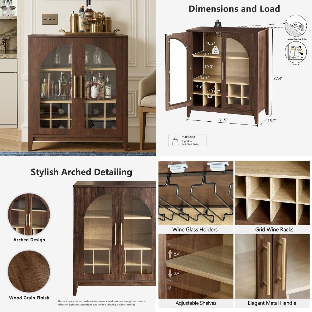 Storage - ตู้เก็บของทรงสูง ตู้เก็บของแบบมีลายร่องพร้อมประตูกระจก ตู้เก็บอาหารในครัวไม้ ชั้นวางปรับระดับได้ ดีไซน์ทันสมัย