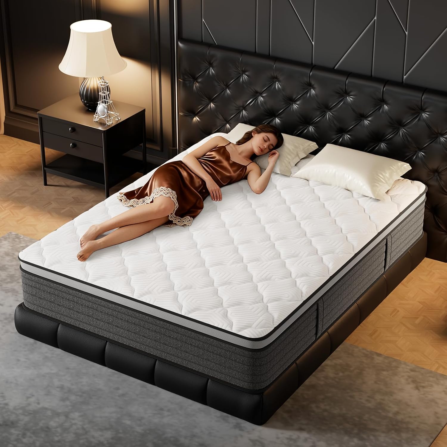Memory Foam Mattress In A Box Queen - ที่นอนควีนไซส์ 12 นิ้ว แบบไฮบริด ที่นอนเมมโมรี่โฟมเจลในกล่อง พร้อมสปริงพ็อกเก็ตแบบห่อแยก