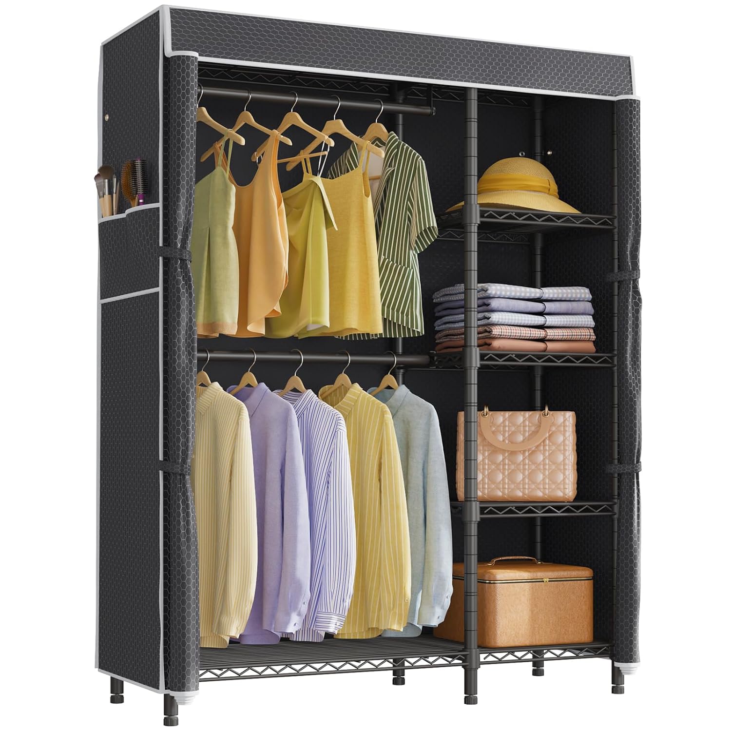 Wardrobe Closet Portable Fabric Cover - ตู้เสื้อผ้าแบบพกพา ชั้นแขวนเสื้อผ้าสำหรับงานหนัก พร้อมผ้าคลุม ปรับแต่งได้