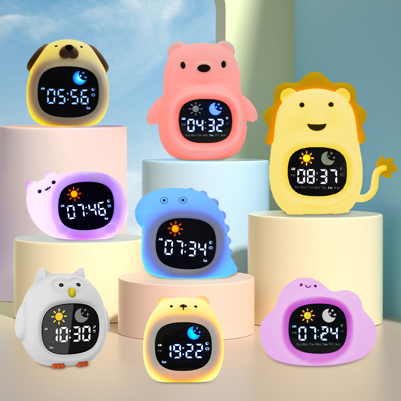 Floating Nightstand With Led Light - Night Light นาฬิกาแมวเด็ก Sleeping การฝึกอบรมนาฬิกาปลุกดนตรี LED