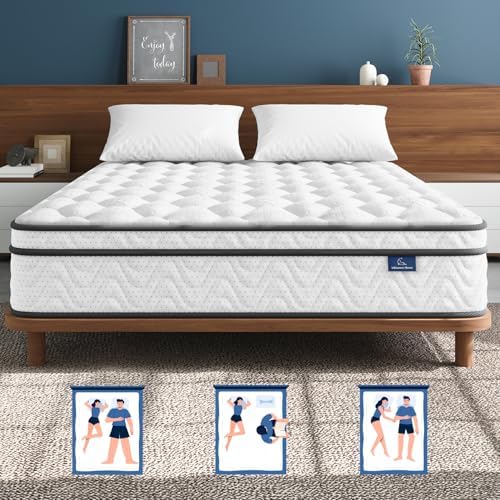 Memory Foam Mattress In A Box Queen - ที่นอนควีนไซส์ 12 นิ้ว, ที่นอนไฮบริดแบบเย็นสบายในกล่อง | ไม่มีไฟเบอร์กลาส,