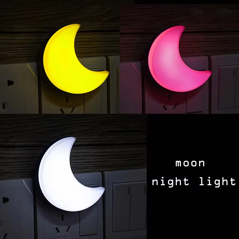 Floating Nightstand With Led Light - ไฟกลางคืนรูปพระจันทร์ 220V ปลั๊กแบบ EU เสียบผนัง พร้อมเซ็นเซอร์ตรวจจับแสงอัจฉริยะ