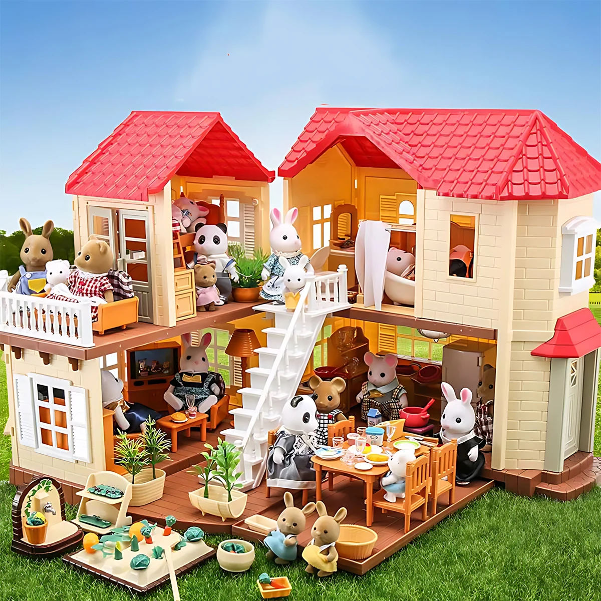 Bedroom Furniture - เฟอร์นิเจอร์จิ๋ว 1:12 ตุ๊กตาบ้าน ชุดห้องครัว ห้องนั่งเล่น ห้องนอน