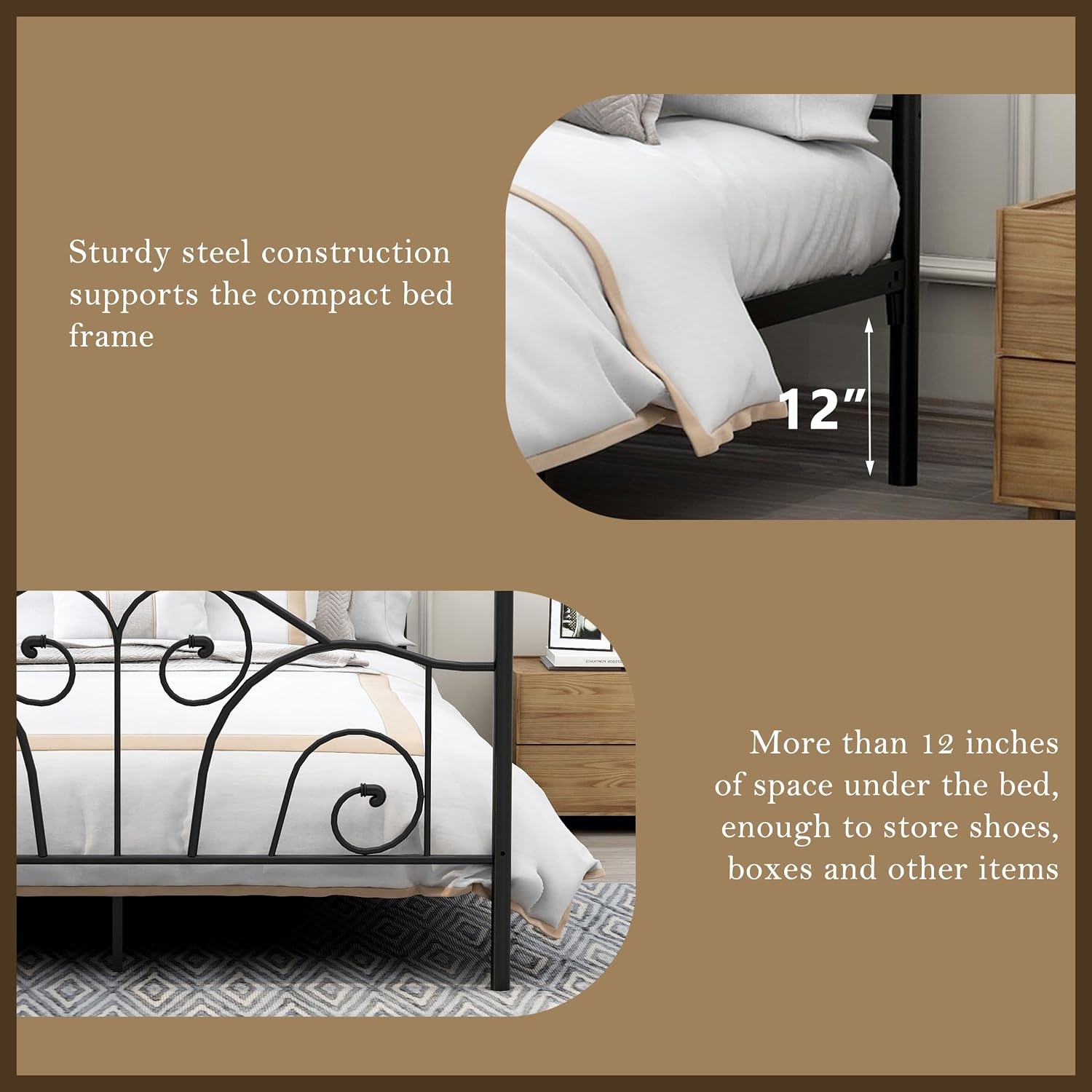 โครงเตียงโลหะขนาดควีนไซส์พร้อม - Canopy Bed Frame Metal Queen บทวิจารณ์และราคา