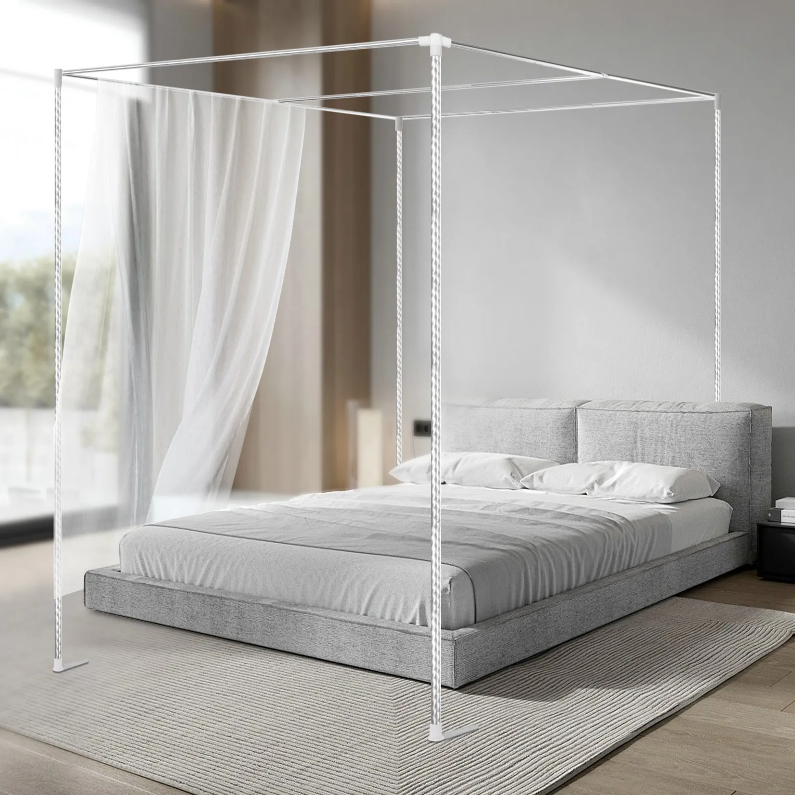 โครงเตียงแบบมีมุ้ง 4 มุม, โครง - Canopy Bed Frame Metal Queen บทวิจารณ์และราคา