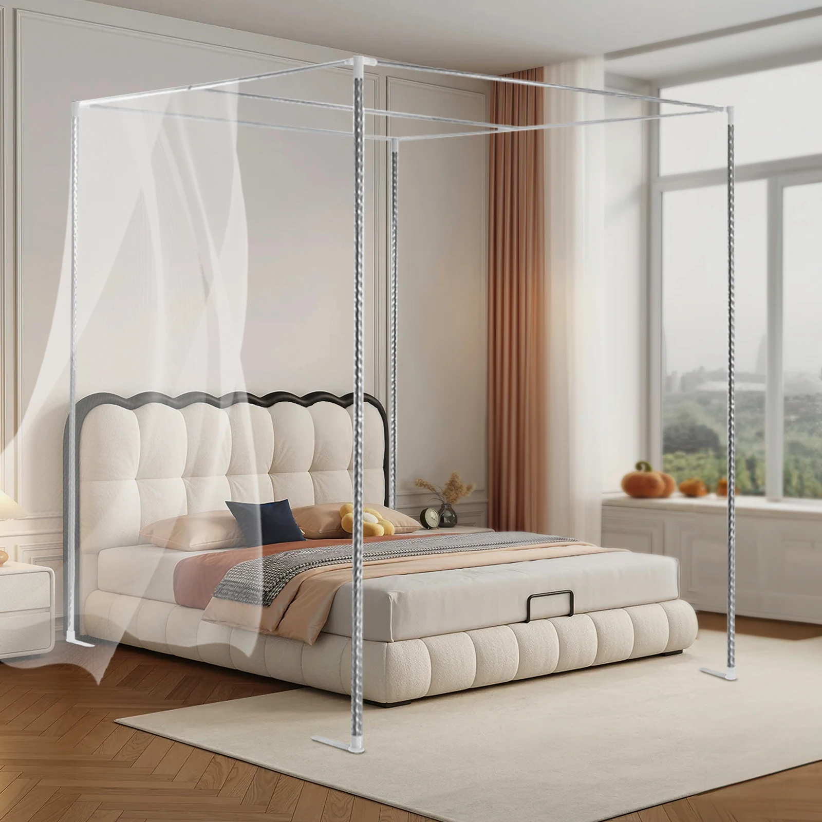 โครงเตียงแบบมีมุ้ง 4 มุม, โครง - Canopy Bed Frame Metal Queen บทวิจารณ์และราคา