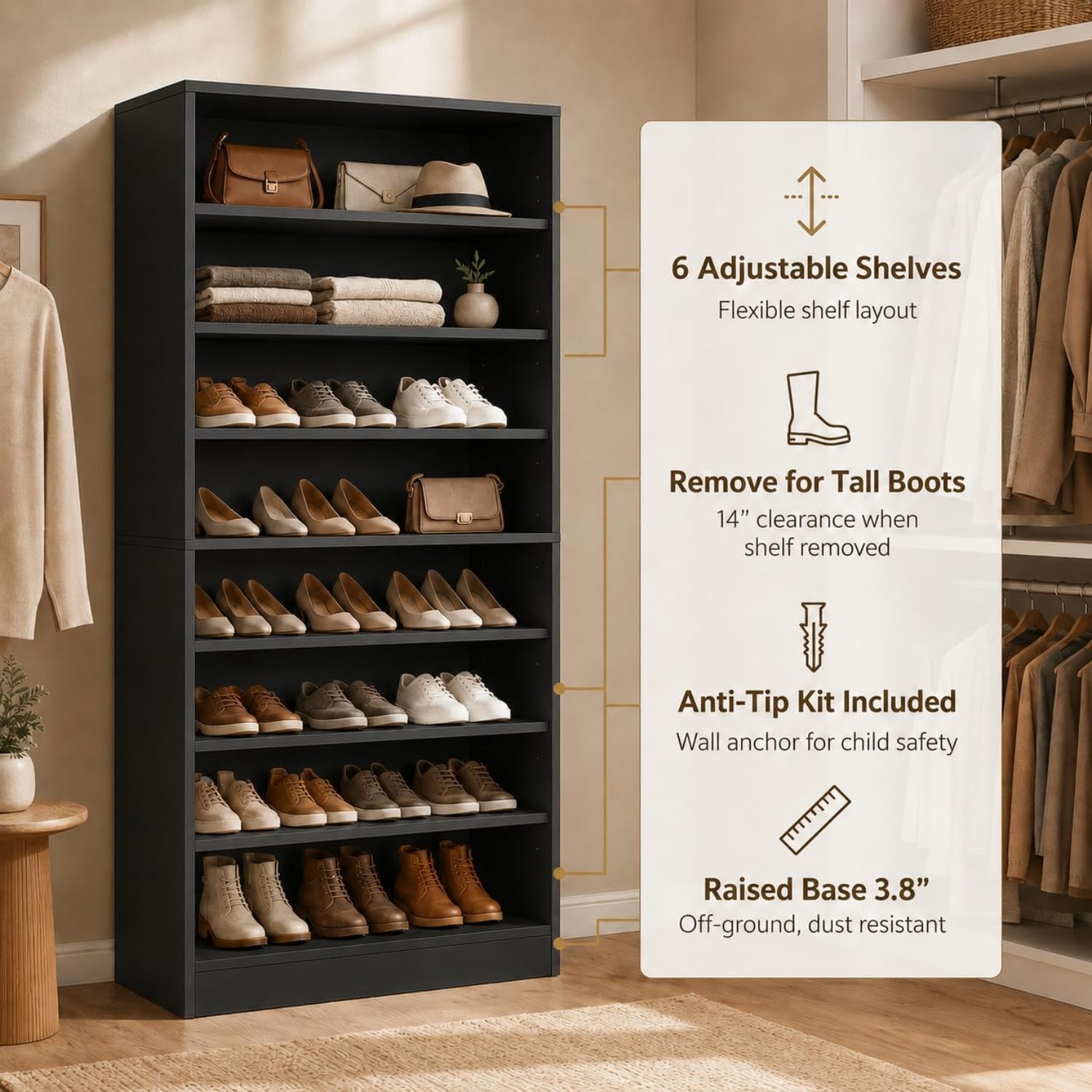 ตู้เก็บรองเท้าทรงสูง 9 ชั้นสำห - Shoe Rack Cabinet Narrow Entryway บทวิจารณ์และราคา