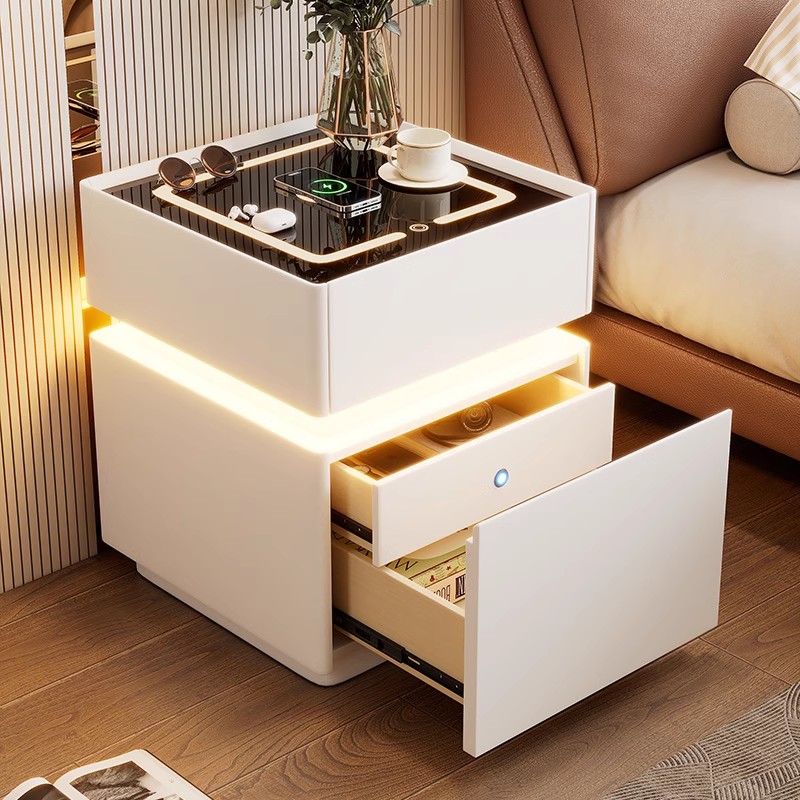 โต๊ะข้างเตียงอัจฉริยะพร้อมไฟเซ - Solid Wood Nightstand 2 Drawers บทวิจารณ์และราคา