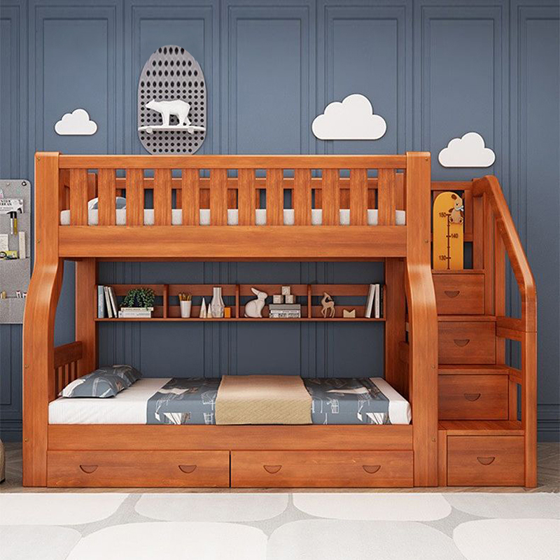 เตียงเด็กสองชั้นโครงไม้จริงสำห - Bunk Bed With Stairs And Slide บทวิจารณ์และราคา
