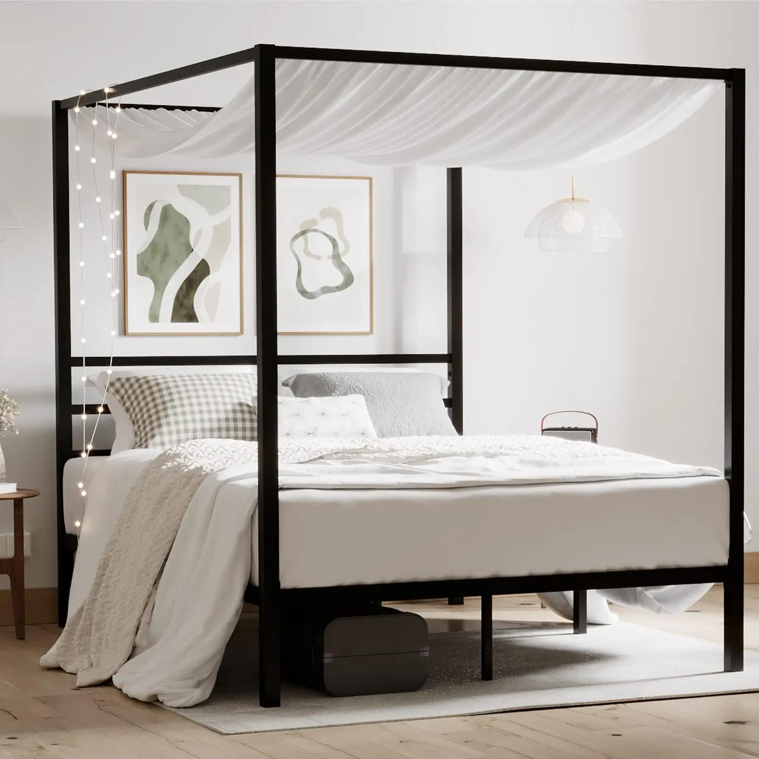 โครงเตียงเหล็กแบบมีหลังคา ขนาด - Canopy Bed Frame Metal Queen บทวิจารณ์และราคา