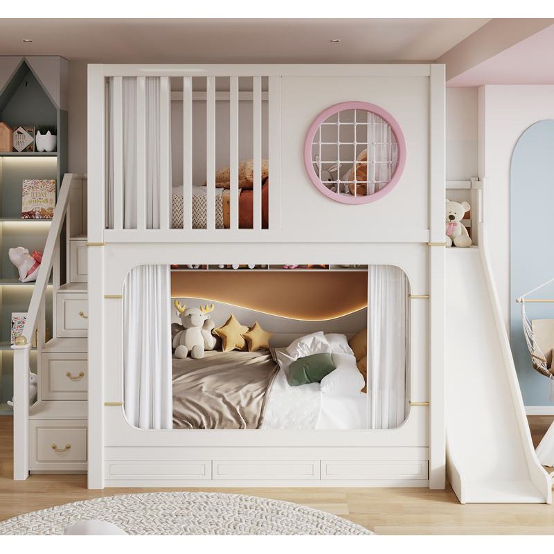 เตียงสองชั้นสำหรับเด็กพร้อมสไล - Bunk Bed With Stairs And Slide บทวิจารณ์และราคา