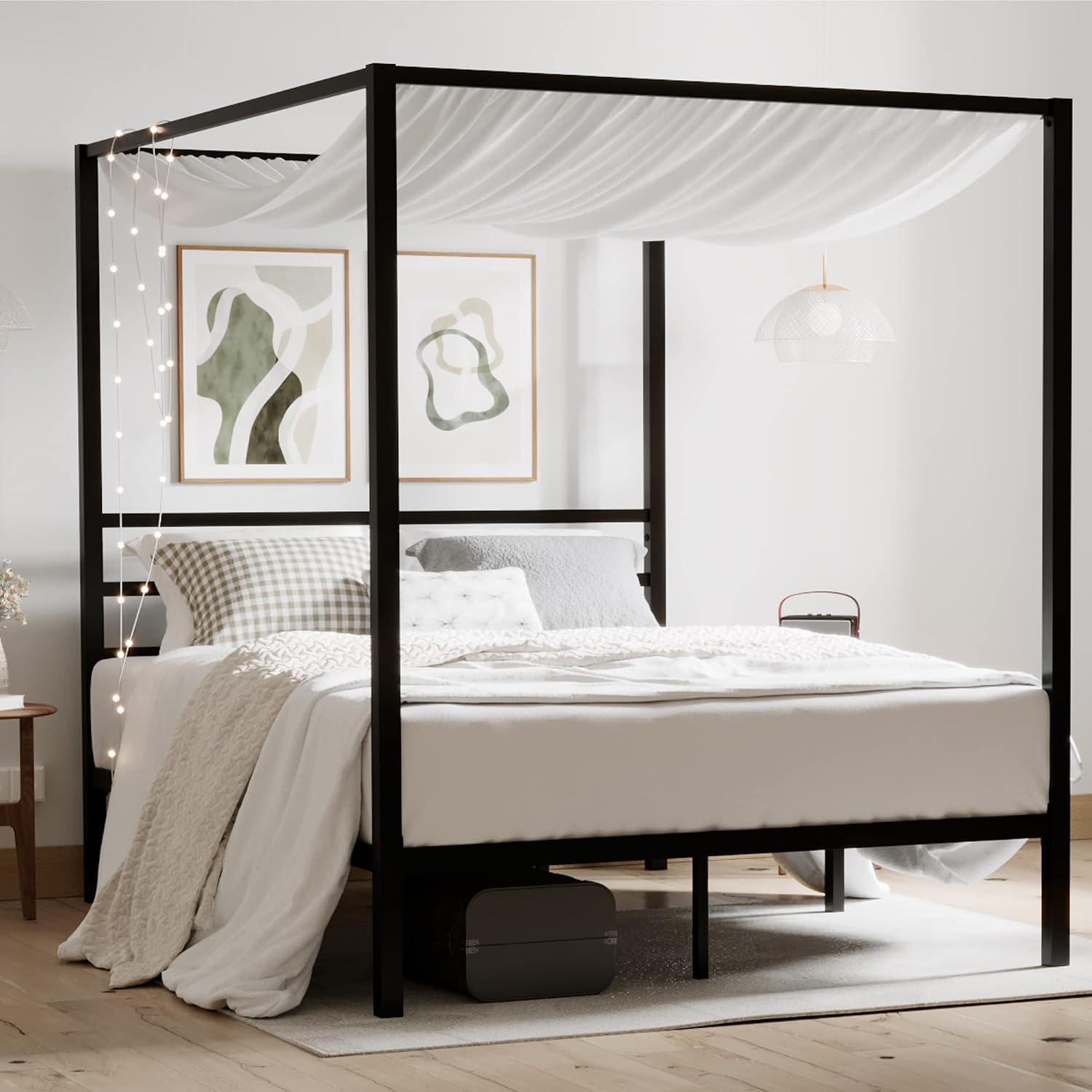 โครงเตียงเหล็กแบบมีหลังคา ขนาด - Canopy Bed Frame Metal Queen บทวิจารณ์และราคา