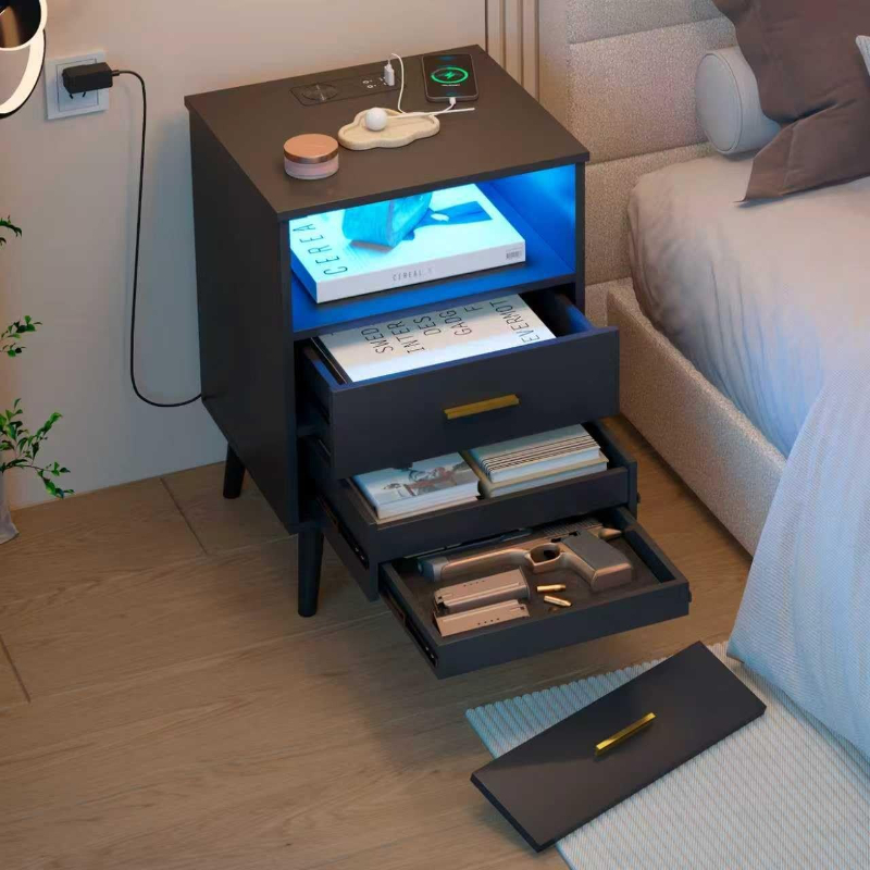 โต๊ะข้างเตียงพร้อมลิ้นชัก ช่อง - Solid Wood Nightstand 2 Drawers บทวิจารณ์และราคา