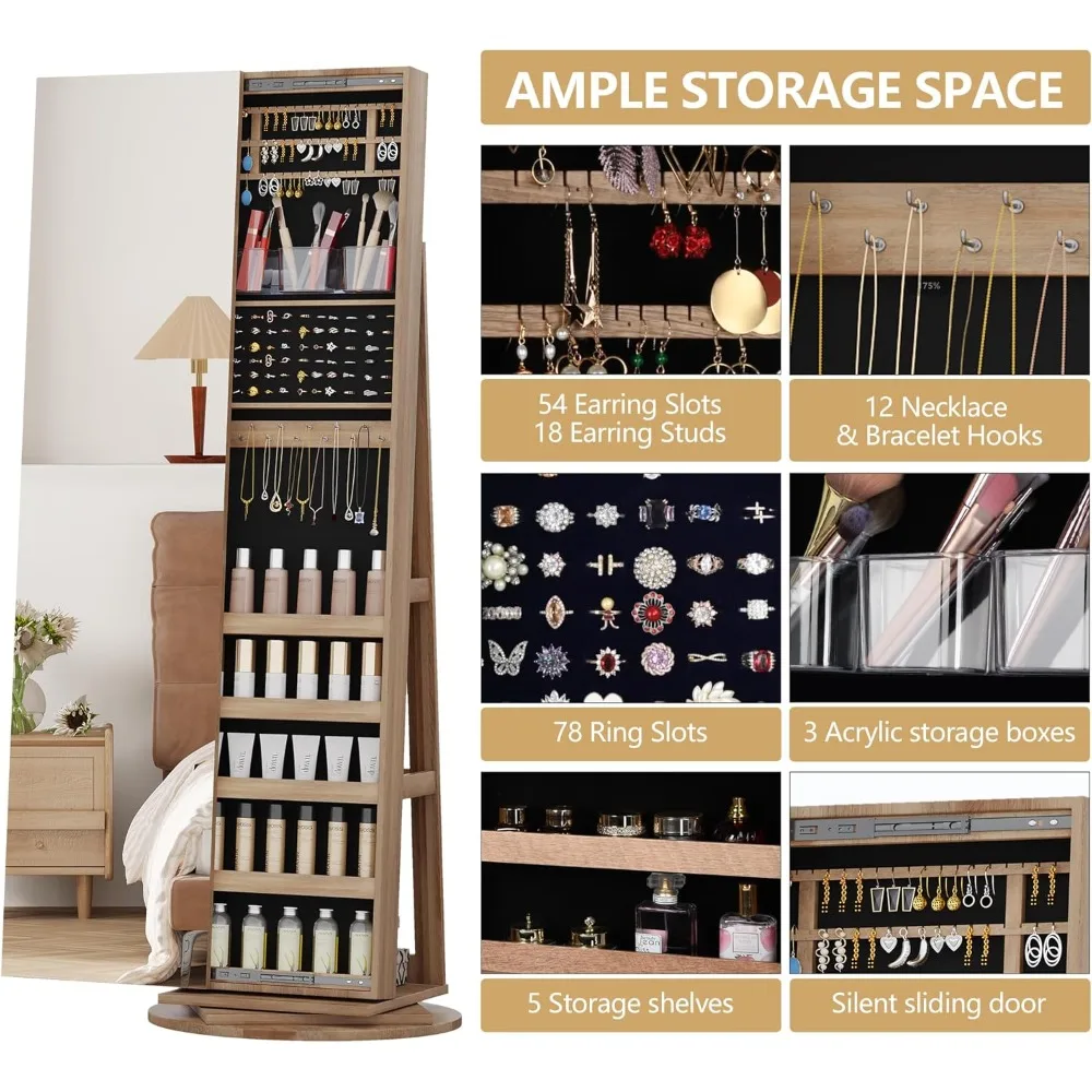 ตู้เก็บเครื่องประดับขนาดใหญ่ 6 - Full Length Mirror Jewelry Armoire บทวิจารณ์และราคา