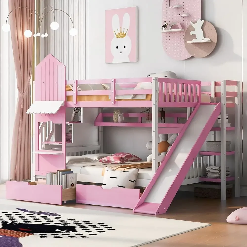 เตียงสองชั้นสำหรับเด็กพร้อมบัน - Bunk Bed With Stairs And Slide บทวิจารณ์และราคา
