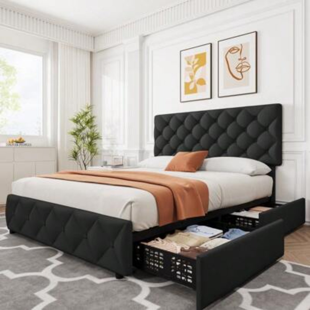 โครงเตียงขนาดควีนไซส์และคิงไซส - King Size Bed Frame With Storage Drawers บทวิจารณ์และราคา