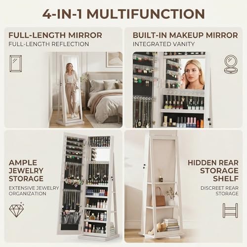 360 °   ตู้เก็บเครื่องประดับแบ - Full Length Mirror Jewelry Armoire บทวิจารณ์และราคา
