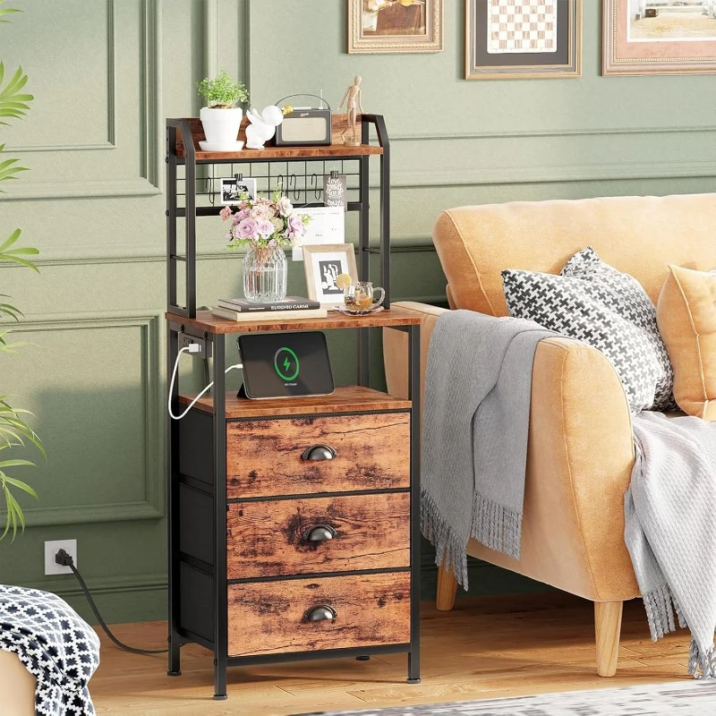 โต๊ะข้างเตียงสูง 40 นิ้ว พร้อม - Solid Wood Nightstand 2 Drawers บทวิจารณ์และราคา