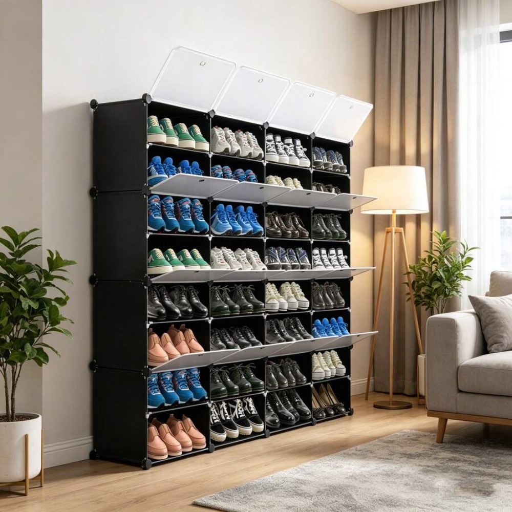 ชั้นวางรองเท้าแบบพกพา 8 ชั้น ส - Shoe Rack Cabinet Narrow Entryway บทวิจารณ์และราคา