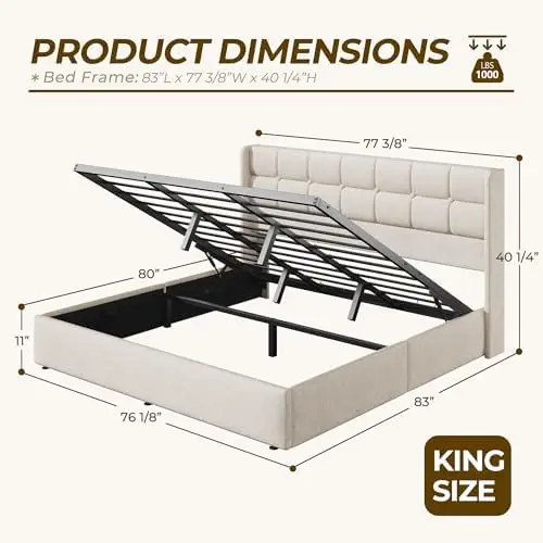 เตียงยกเก็บของขนาดคิงไซส์, เตี - Gas Lift Storage Bed Hydraulic บทวิจารณ์และราคา