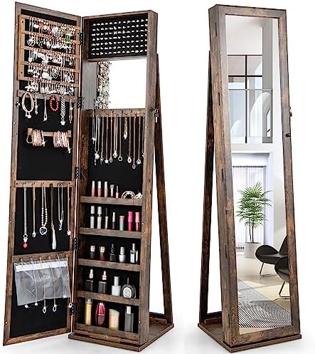 ตู้เก็บเครื่องประดับพร้อมกระจก - Full Length Mirror Jewelry Armoire บทวิจารณ์และราคา