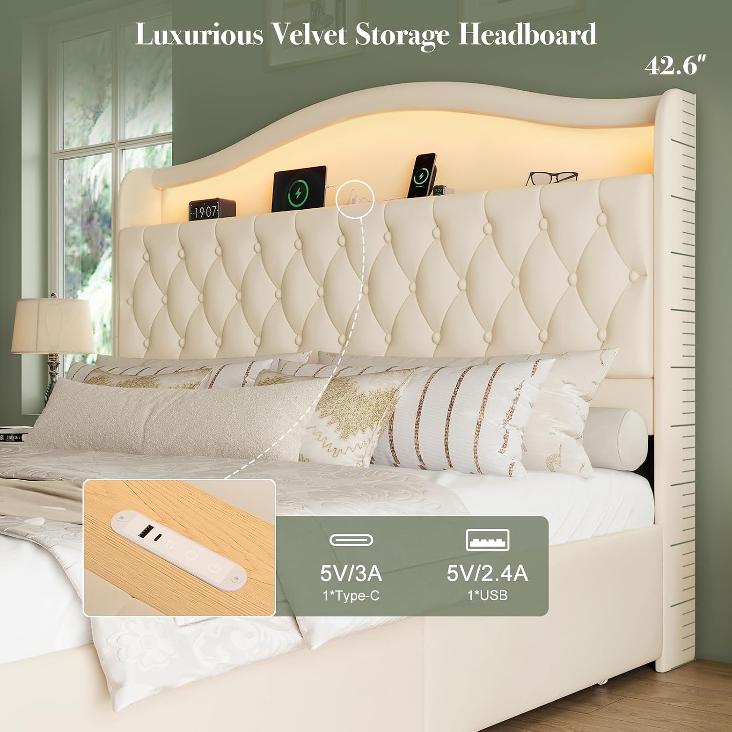 โครงเตียงขนาดคิงไซส์พร้อมลิ้นช - King Size Bed Frame With Storage Drawers บทวิจารณ์และราคา