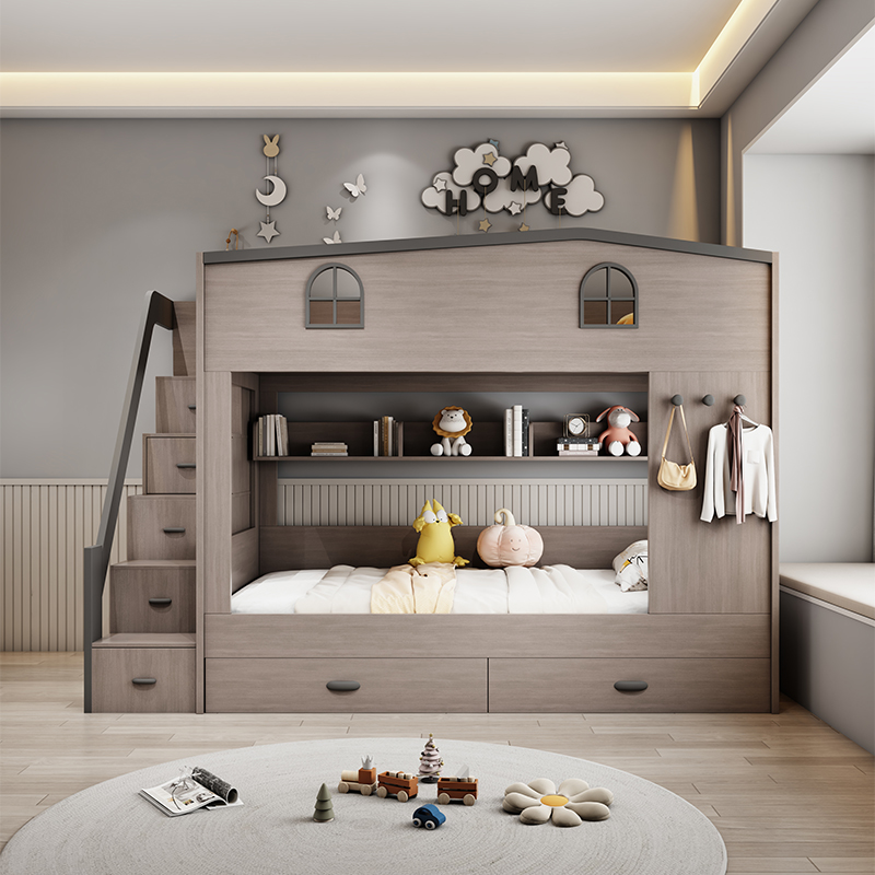 เตียงเด็กสองชั้นสไตล์นอร์ดิก ท - Bunk Bed With Stairs And Slide บทวิจารณ์และราคา