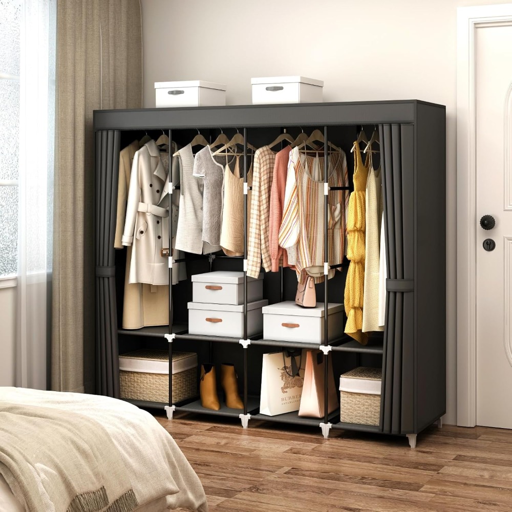 ตู้เสื้อผ้าแบบพกพาขนาด 67 นิ้ว - Wardrobe Closet Portable Fabric Cover บทวิจารณ์และราคา