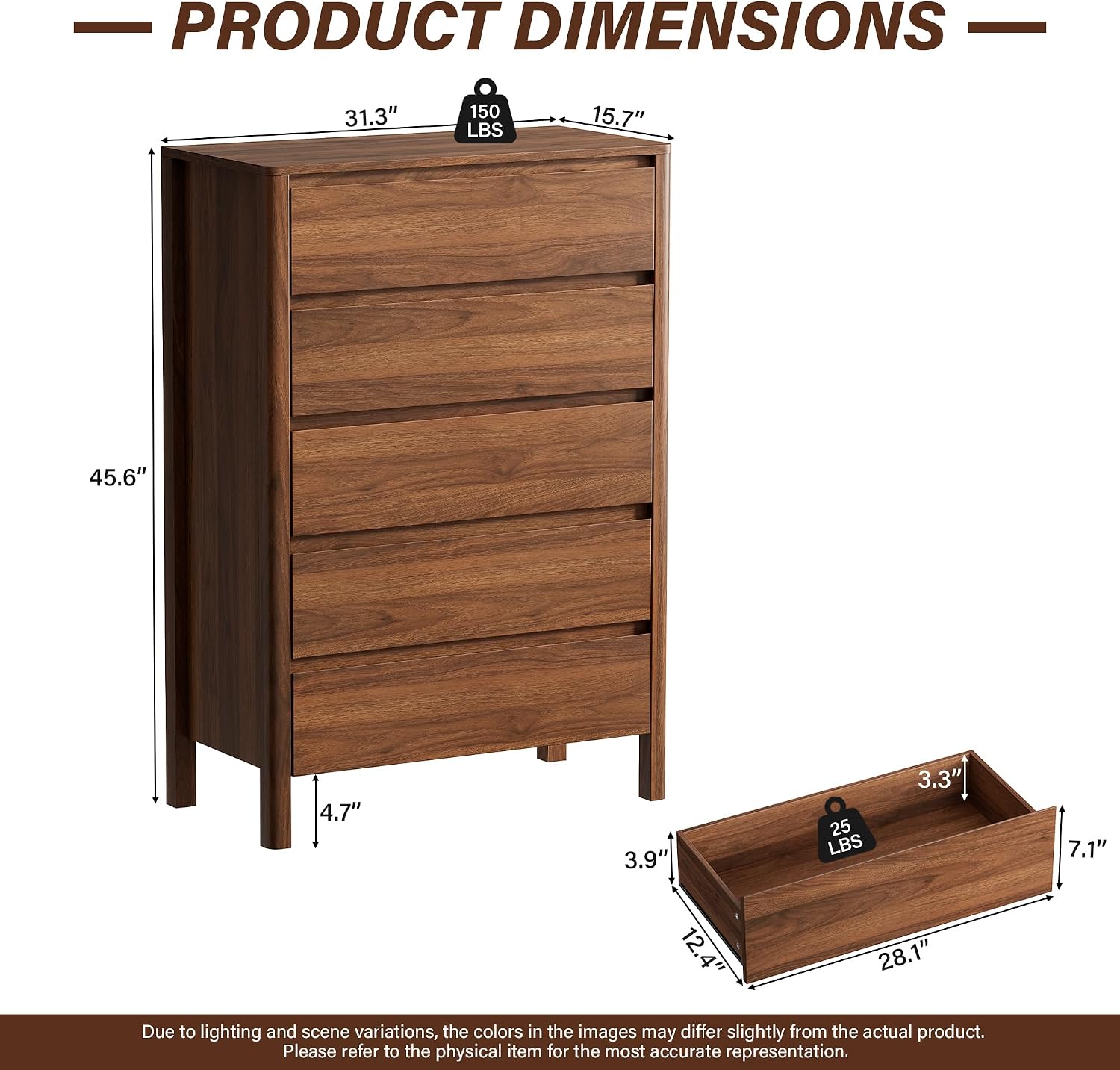 ตู้เก็บของไม้ห้าลิ้นชัก ตู้ลิ้ - Bedroom Furniture บทวิจารณ์และราคา
