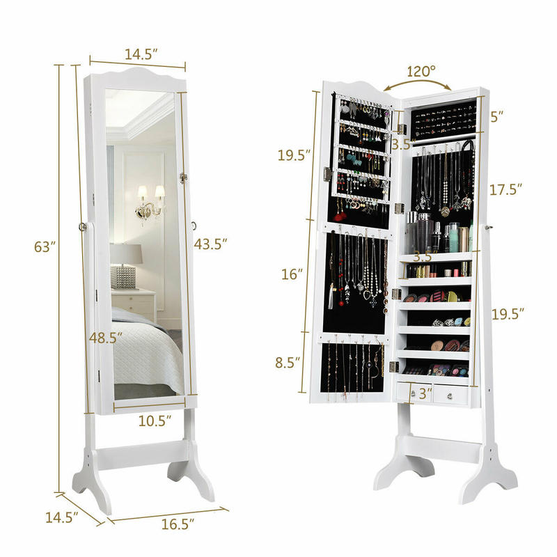 ตู้เก็บเครื่องประดับ LED 14 ดว - Full Length Mirror Jewelry Armoire บทวิจารณ์และราคา