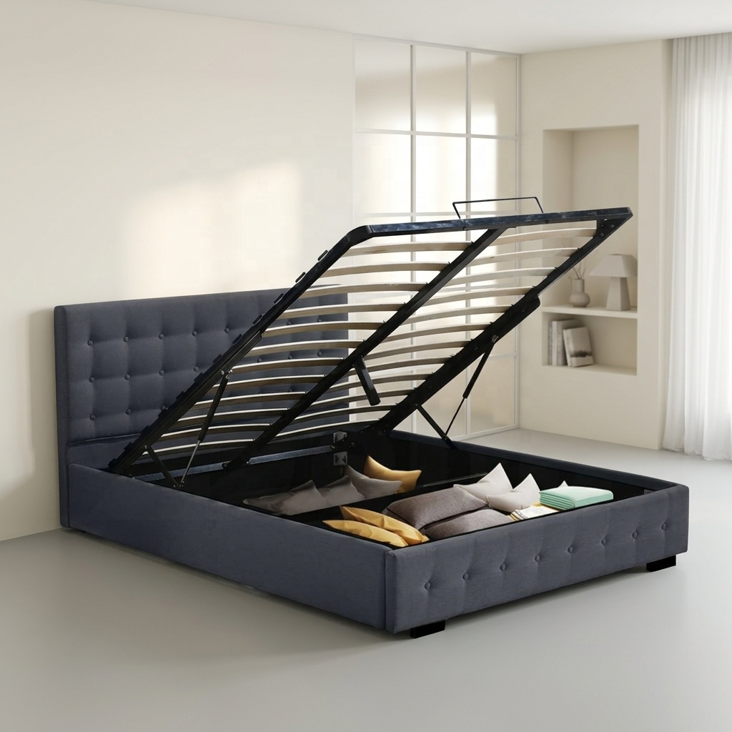 เตียงนอนขนาดควีนไซส์/คิงไซส์สไ - Gas Lift Storage Bed Hydraulic บทวิจารณ์และราคา