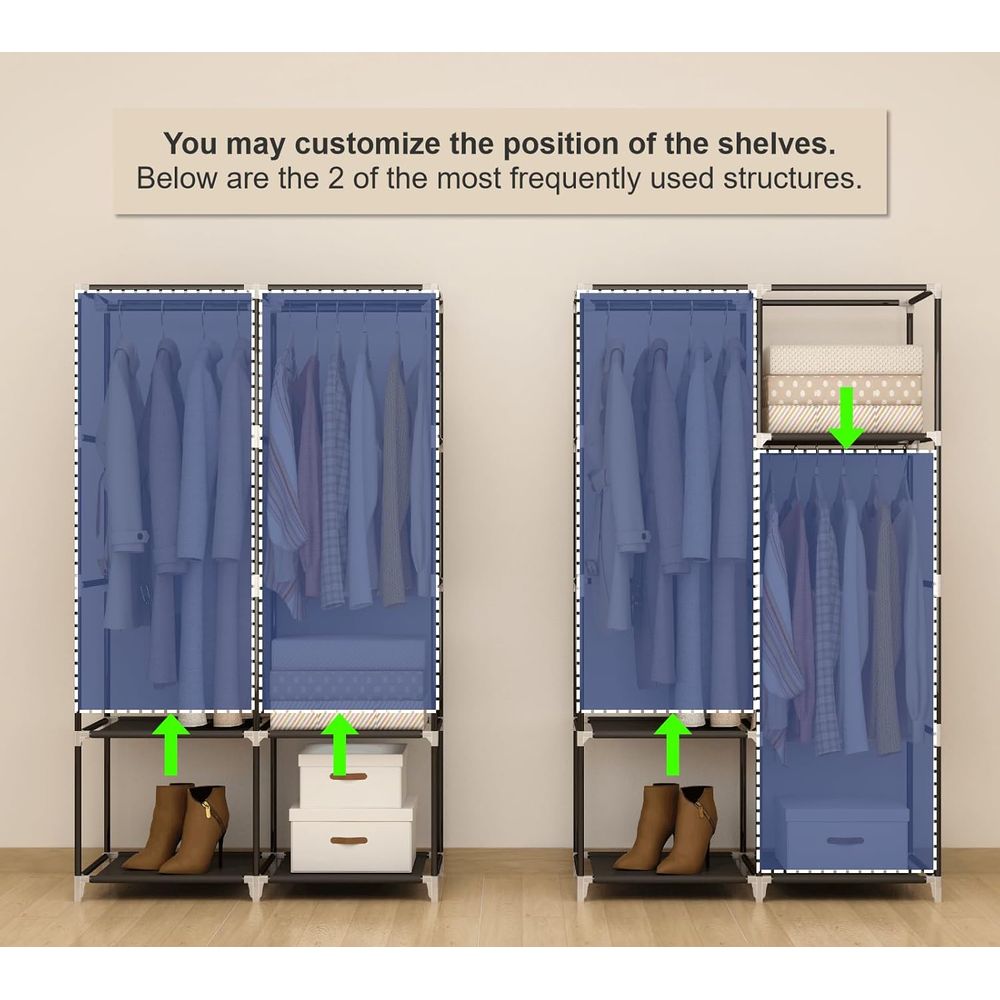 ตู้เสื้อผ้าแบบพกพาสำหรับห้องขน - Wardrobe Closet Portable Fabric Cover บทวิจารณ์และราคา