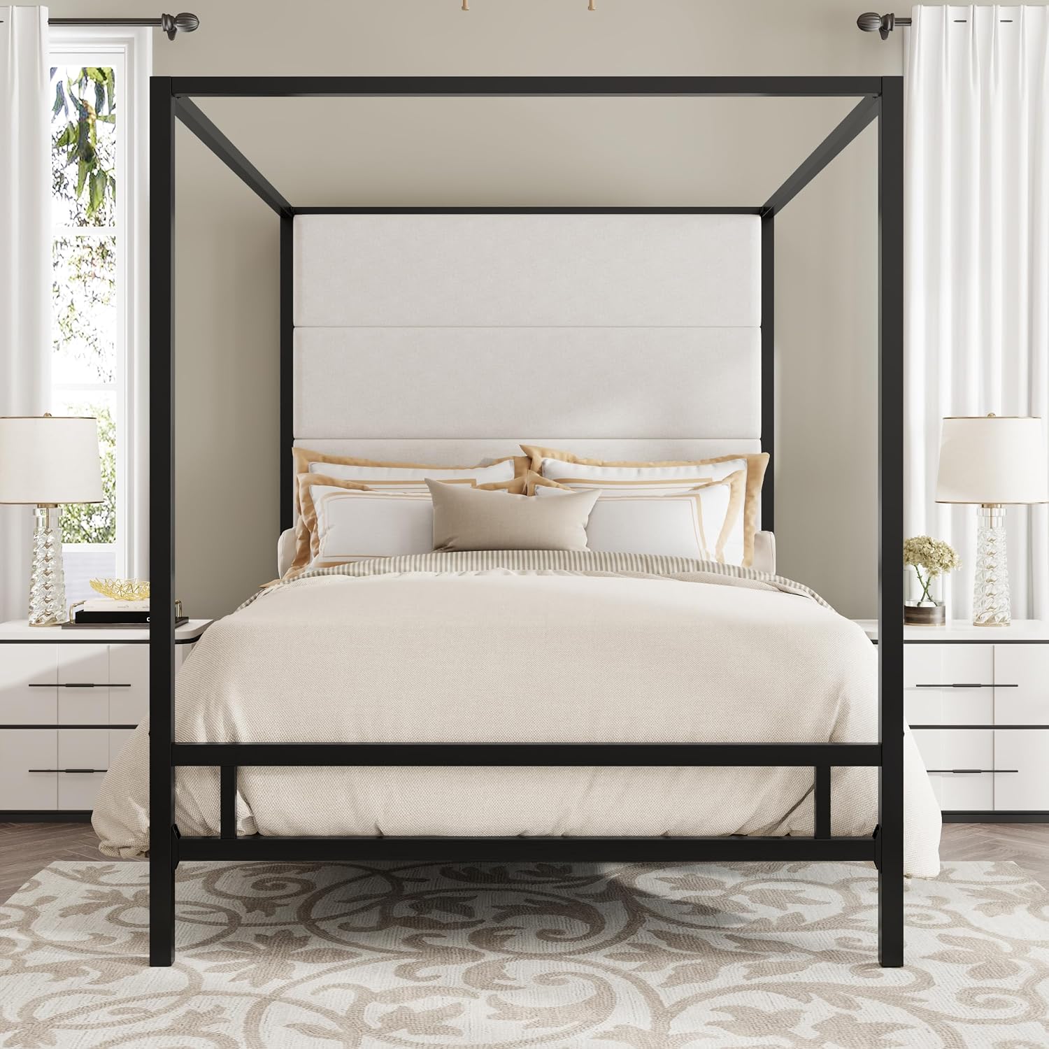 โครงเตียงควีนไซส์แบบมีหลังคา โ - Canopy Bed Frame Metal Queen บทวิจารณ์และราคา