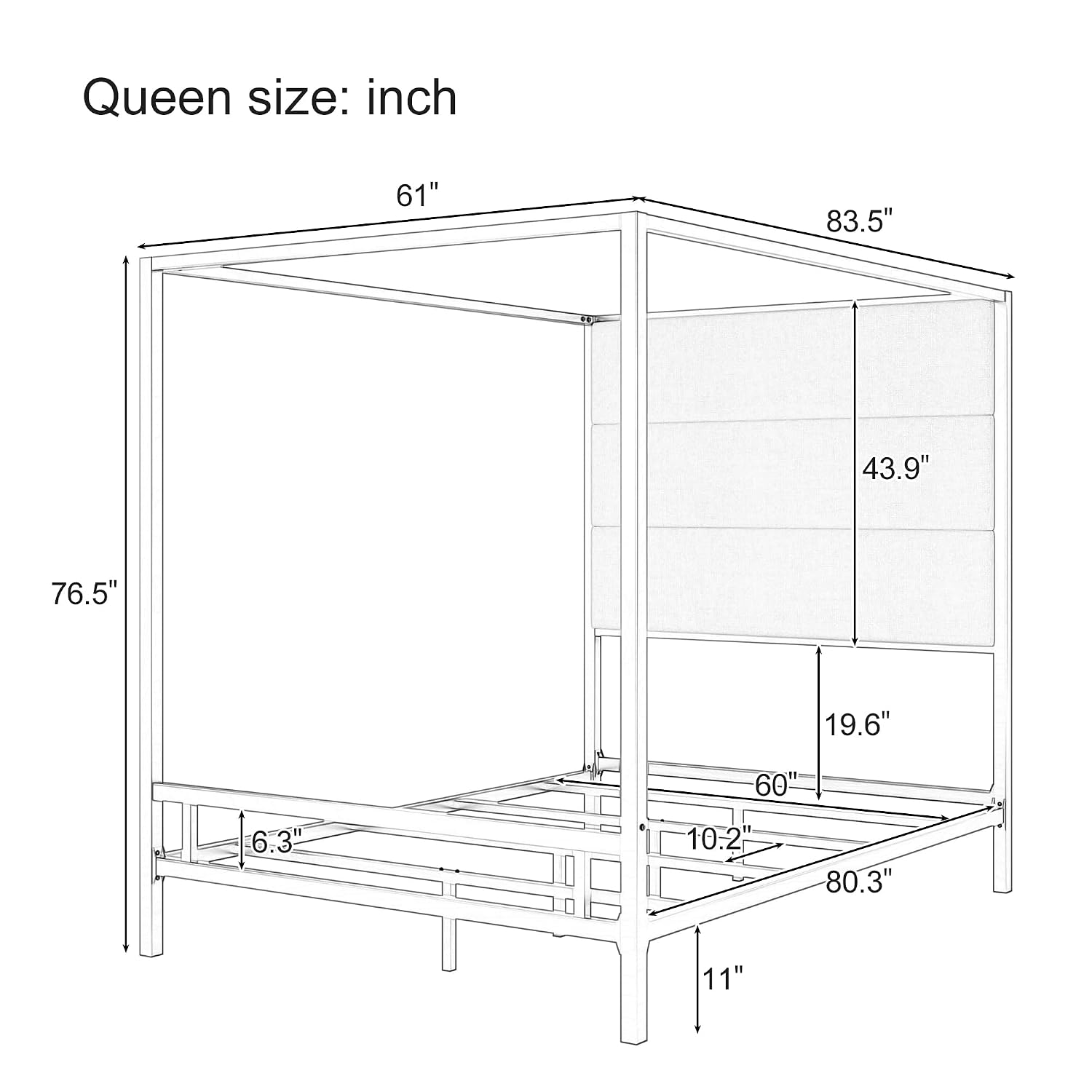 โครงเตียงควีนไซส์แบบมีหลังคา โ - Canopy Bed Frame Metal Queen บทวิจารณ์และราคา