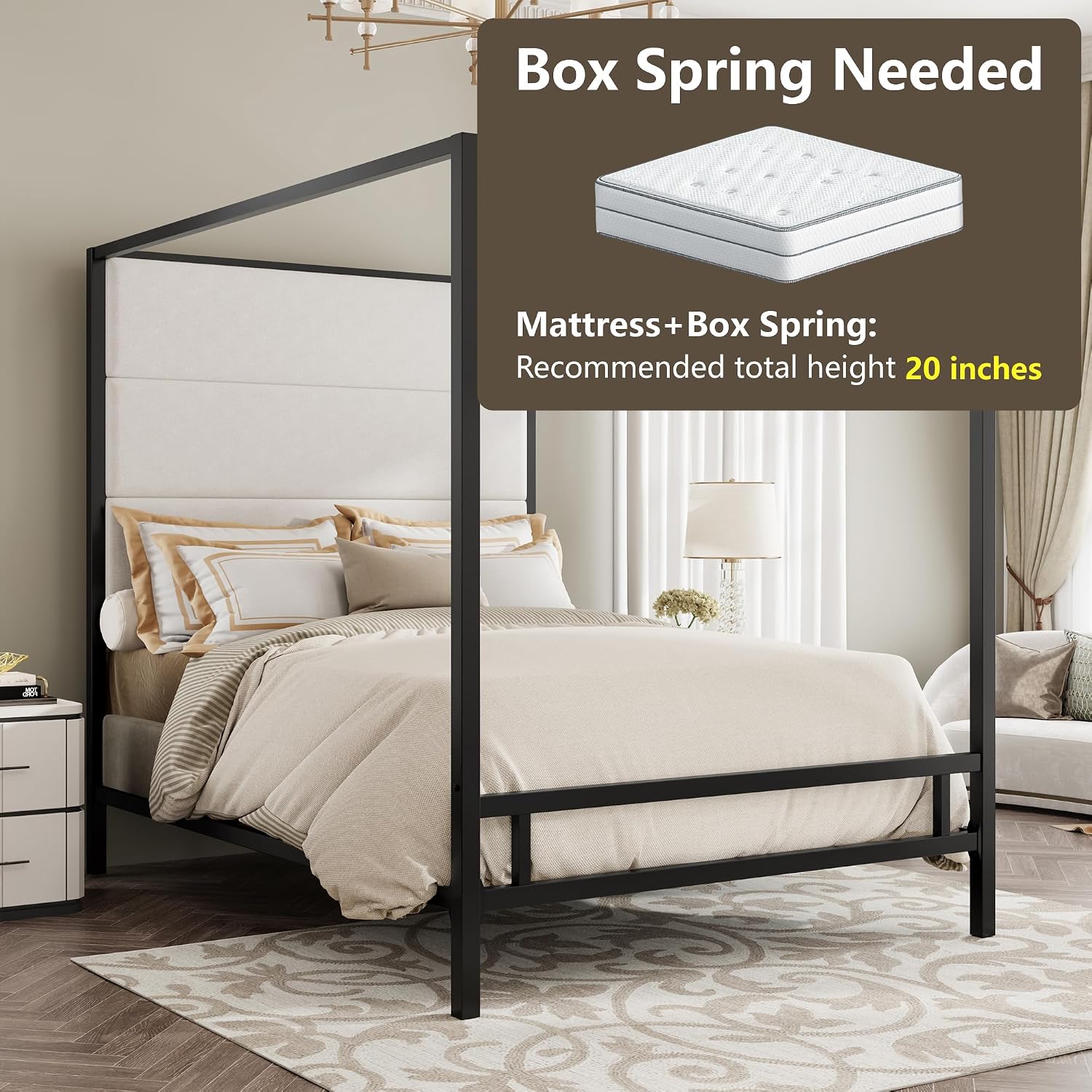 โครงเตียงควีนไซส์แบบมีหลังคา โ - Canopy Bed Frame Metal Queen บทวิจารณ์และราคา