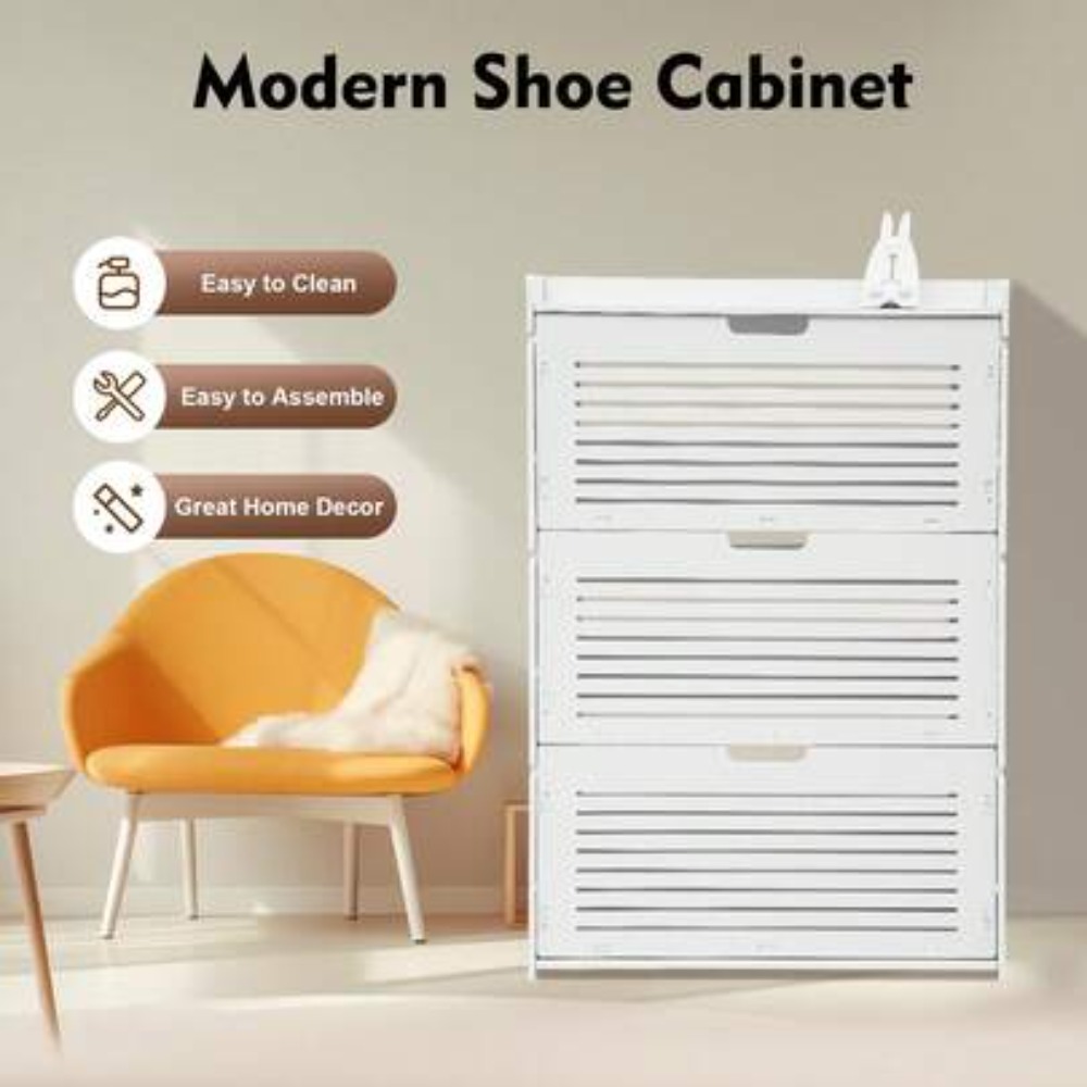 ตู้เก็บรองเท้าทันสมัย 3 ชั้นแบ - Shoe Rack Cabinet Narrow Entryway บทวิจารณ์และราคา