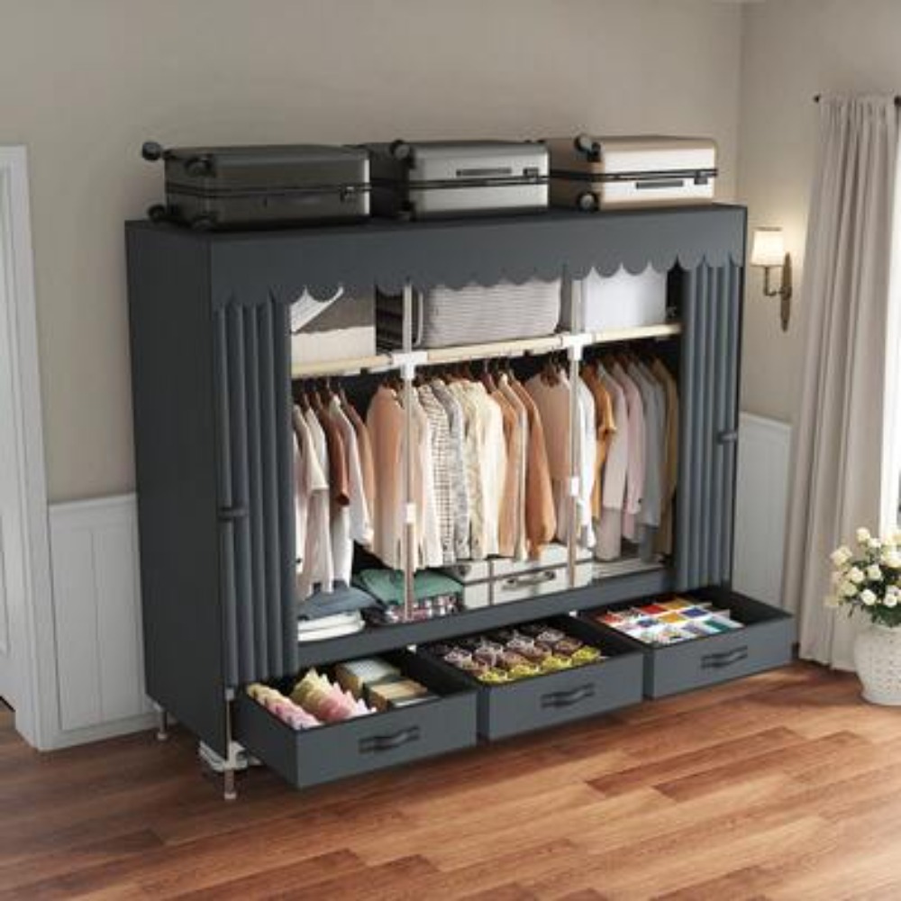 ตู้เสื้อผ้าแบบพกพา, โครงเหล็กแ - Wardrobe Closet Portable Fabric Cover บทวิจารณ์และราคา