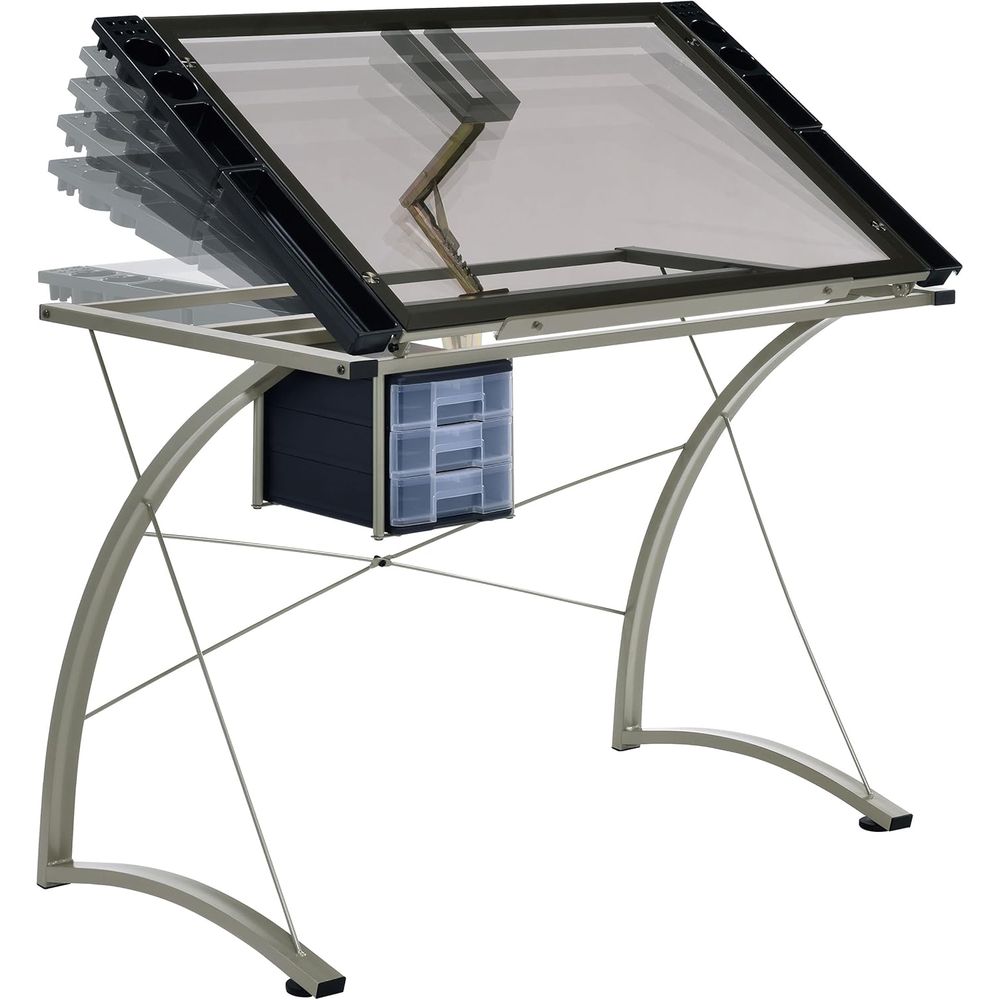 โต๊ะเขียนแบบโลหะและกระจกขนาด 4 - Tables บทวิจารณ์และราคา
