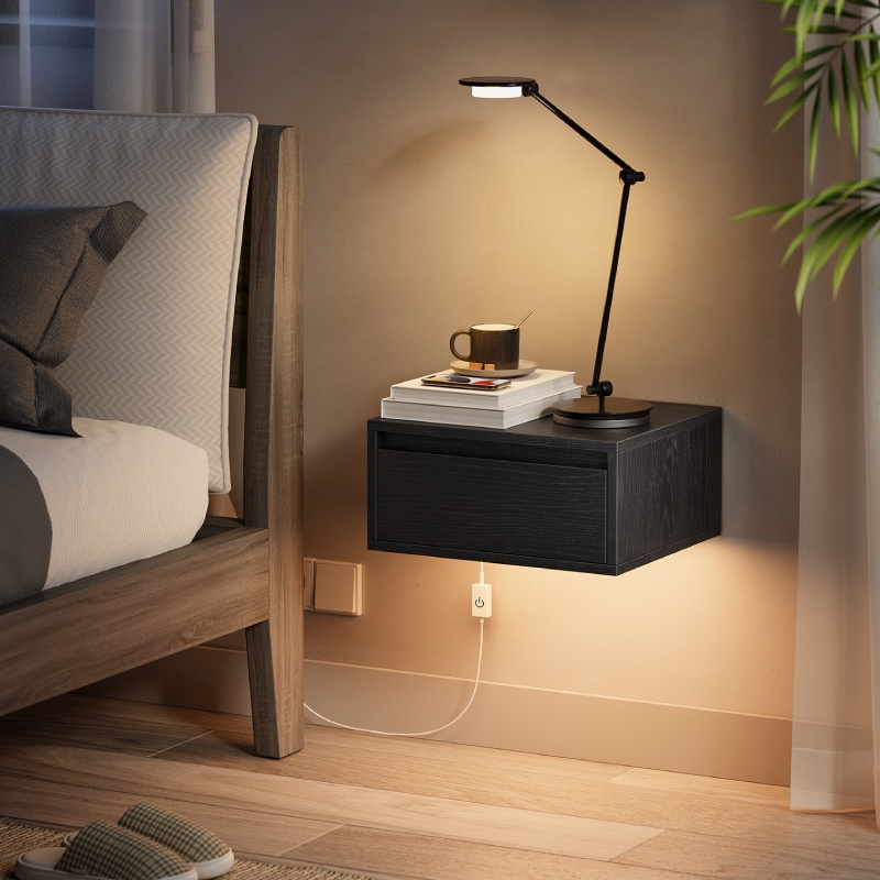 โต๊ะข้างเตียงติดผนังแบบลอยพร้อ - Floating Nightstand With Led Light บทวิจารณ์และราคา