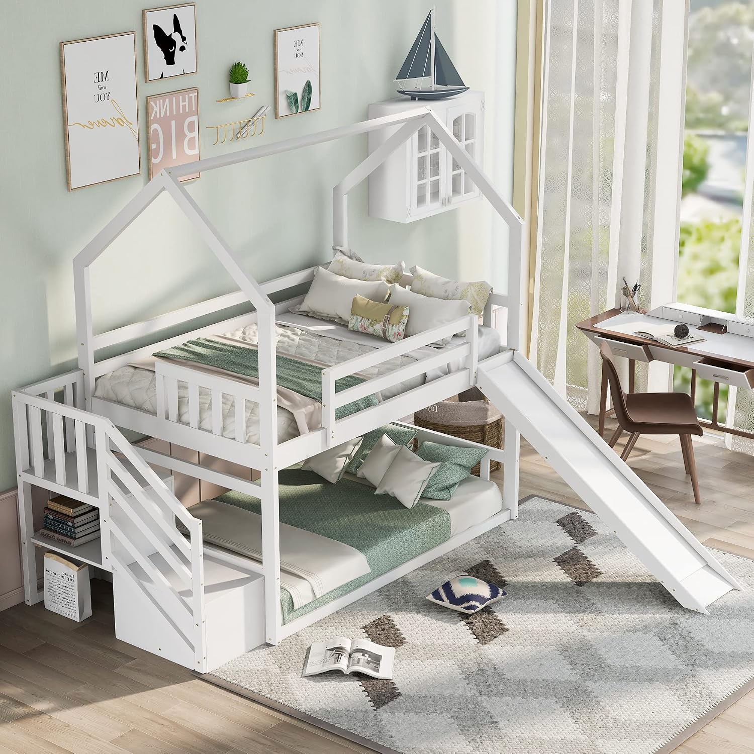 เตียงสองชั้นแบบ Twin Over Twin - Bunk Bed With Stairs And Slide บทวิจารณ์และราคา