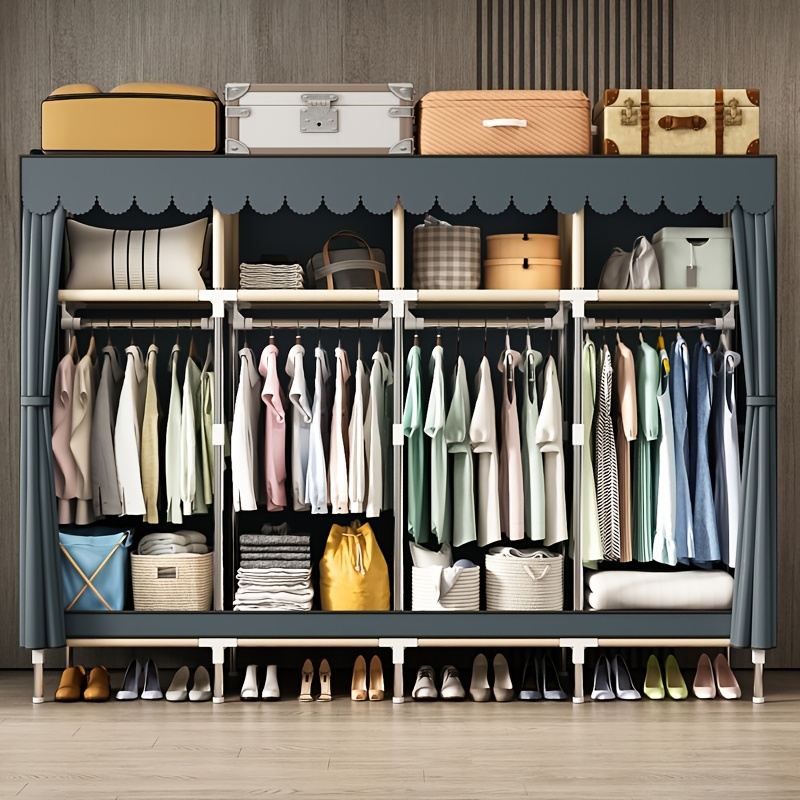 ตู้เสื้อผ้าแบบพกพาโครงเหล็กพร้ - Wardrobe Closet Portable Fabric Cover บทวิจารณ์และราคา