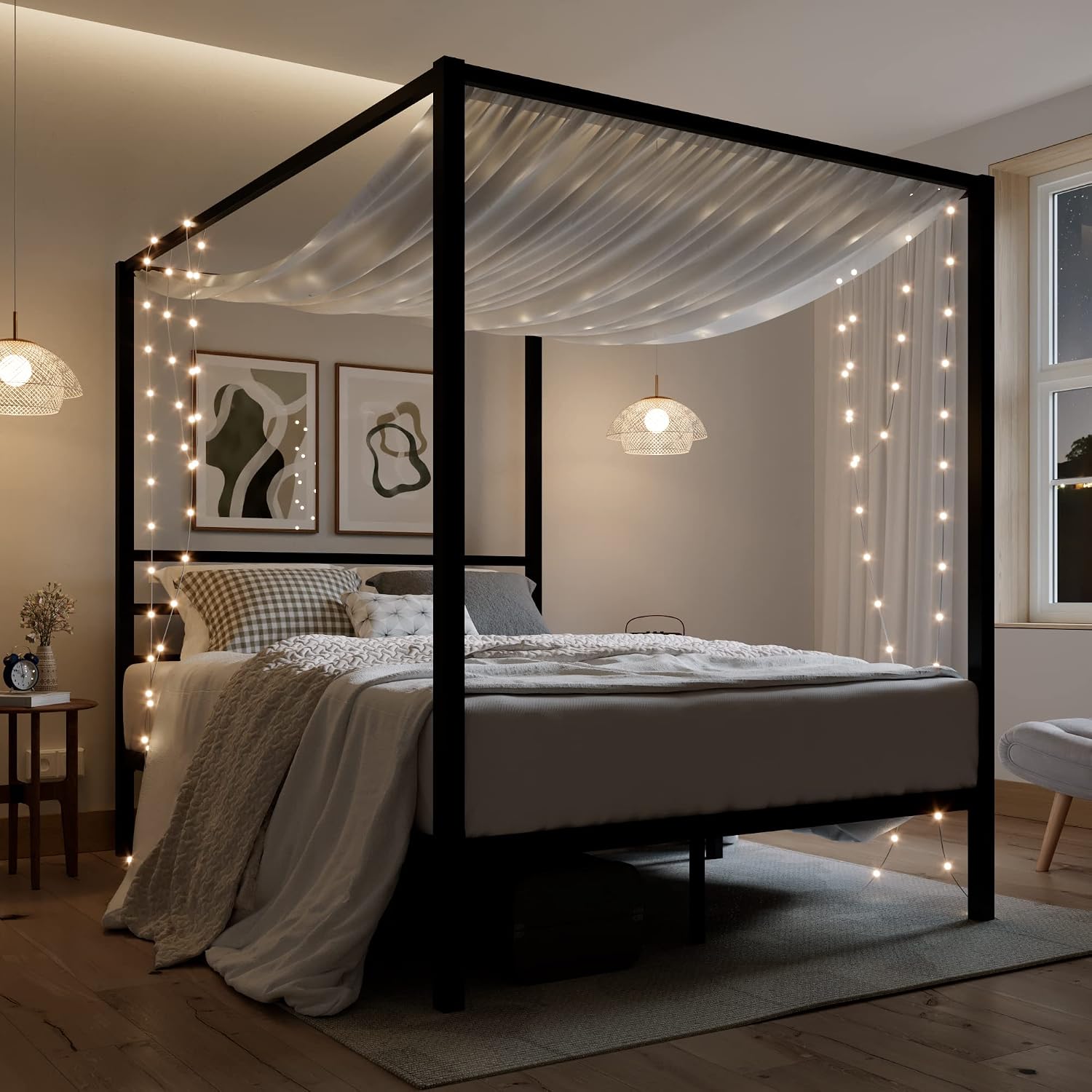 โครงเตียงโลหะแบบมีหลังคา รุ่น  - Canopy Bed Frame Metal Queen บทวิจารณ์และราคา