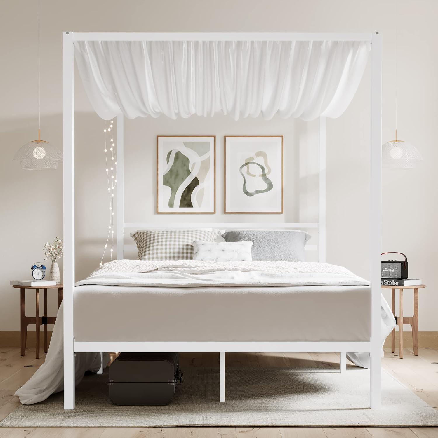 โครงเตียงโลหะแบบมีหลังคา รับน้ - Canopy Bed Frame Metal Queen บทวิจารณ์และราคา