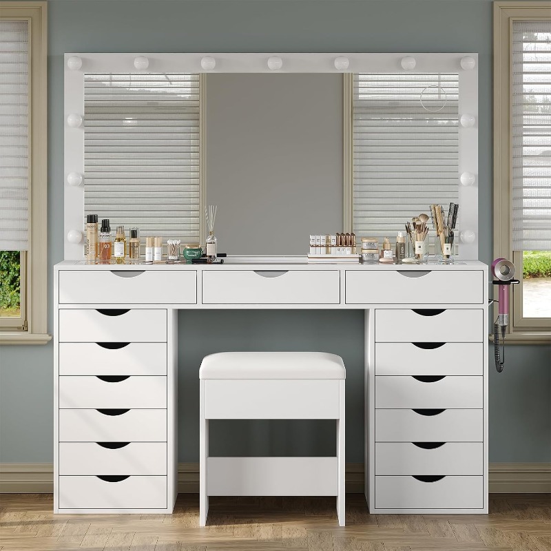 โต๊ะเครื่องแป้ง Yanosaku พร้อม - Dressing Table Vanity With Lighted Mirror บทวิจารณ์และราคา