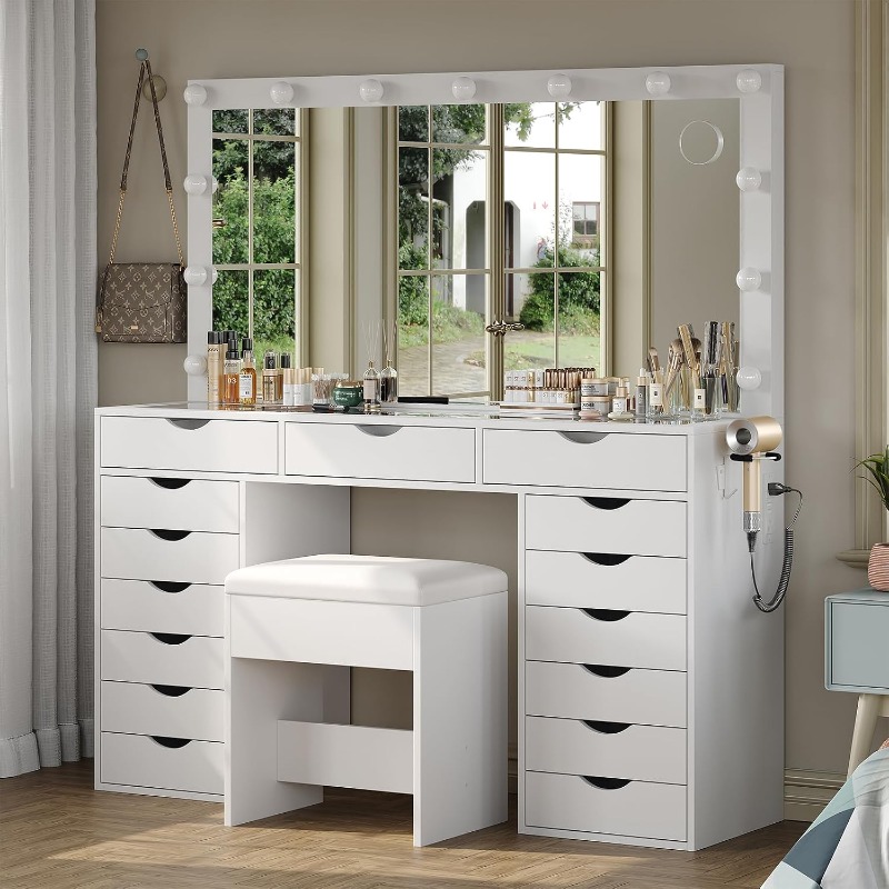 โต๊ะเครื่องแป้ง Yanosaku พร้อม - Dressing Table Vanity With Lighted Mirror บทวิจารณ์และราคา