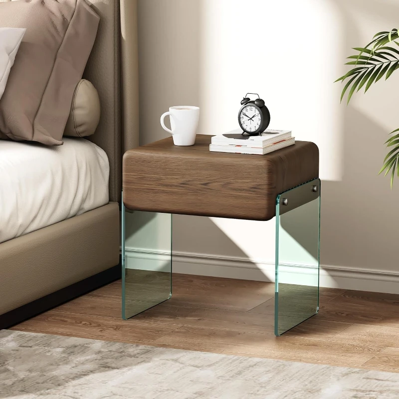 โต๊ะข้างเตียงพร้อมลิ้นชัก ขาโต - Solid Wood Nightstand 2 Drawers บทวิจารณ์และราคา