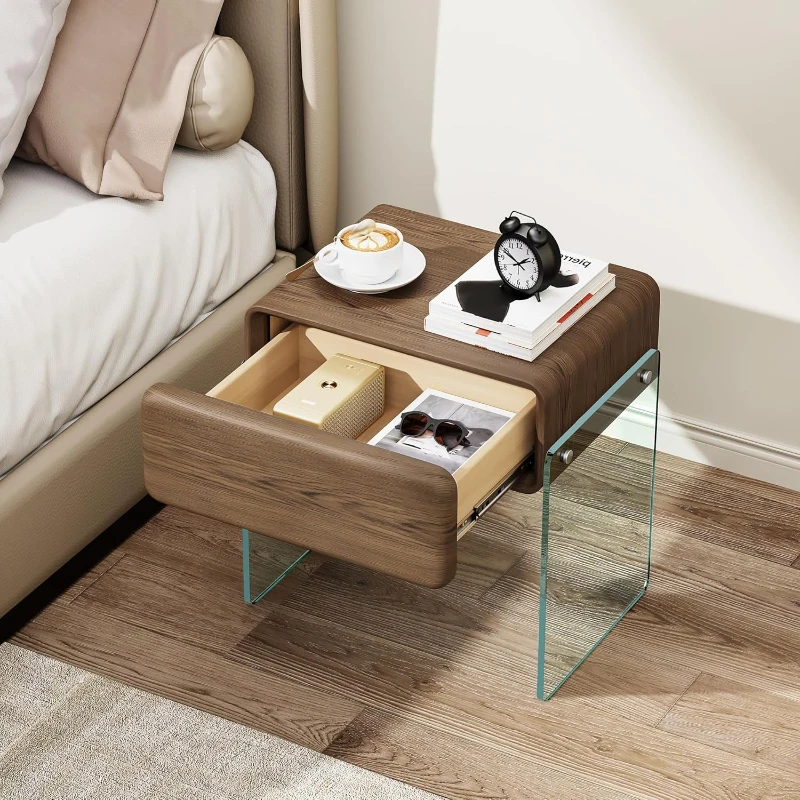โต๊ะข้างเตียงพร้อมลิ้นชัก ขาโต - Solid Wood Nightstand 2 Drawers บทวิจารณ์และราคา