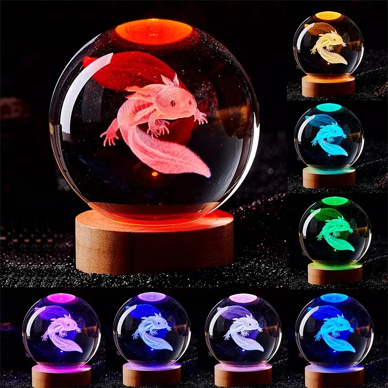 3D Axolotl เลเซอร์แกะสลักคริสต - Floating Nightstand With Led Light บทวิจารณ์และราคา