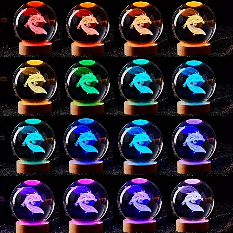 3D Axolotl เลเซอร์แกะสลักคริสต - Floating Nightstand With Led Light บทวิจารณ์และราคา